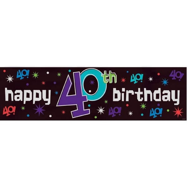 Amscan The Party Continues Metallic 40th Banner Black/Purple/Blue One Size