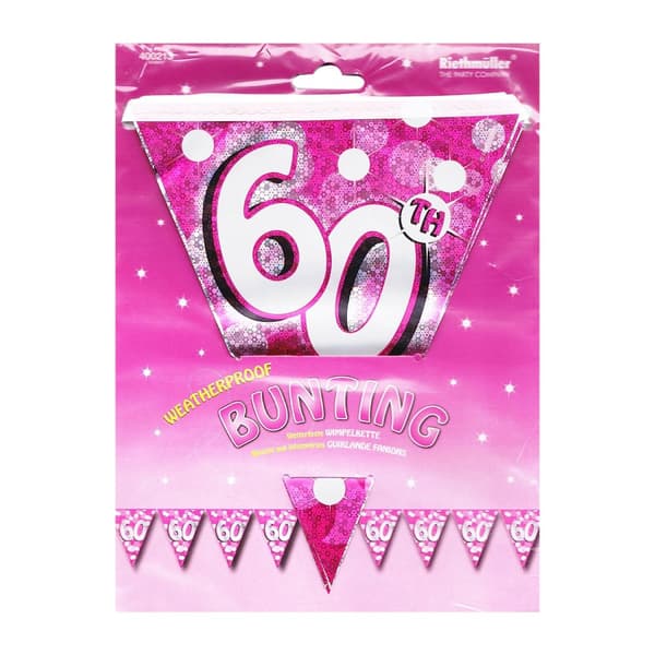 Amscan Sparkle 60th Birthday Bunting Pink/Silver One Size