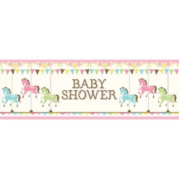 Creative Party Plastic Carousel Baby Shower Banner Cream/Pink/Green One Size