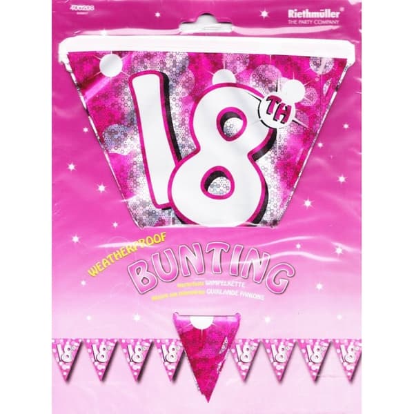 Amscan Sparkle 18th Bunting Pink/Silver One Size