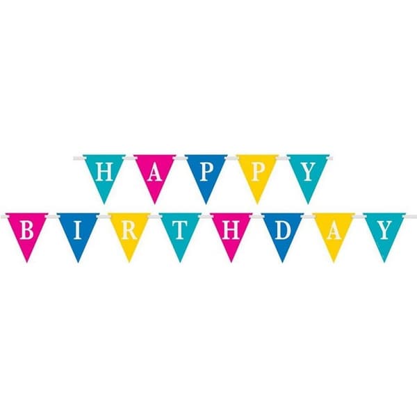 Unique Party Paper Happy Birthday Bunting Multicoloured One Size