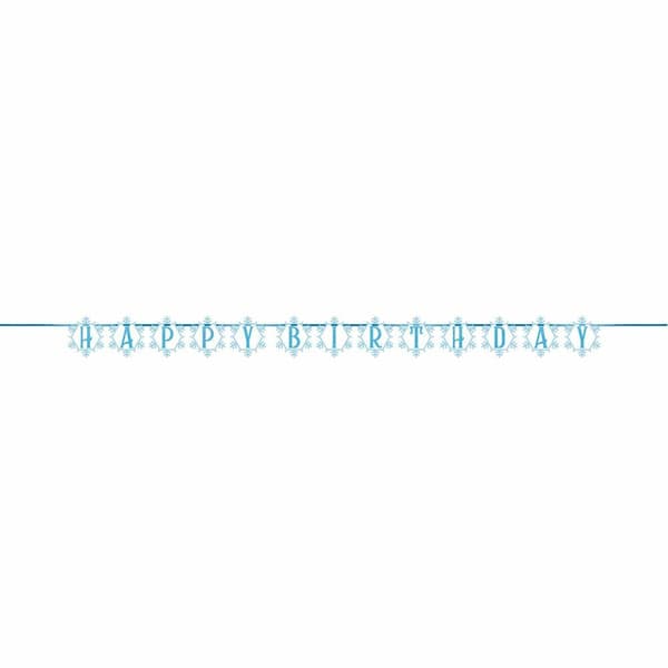 Creative Party Ribbon Snowflake Happy Birthday Banner Blue/White One Size
