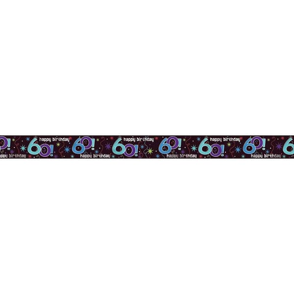 Amscan The Party Continues 60th Birthday Banner Black/Blue/White One Size