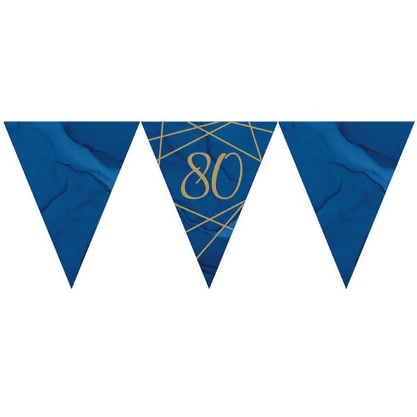 Creative Party Paper Stamp 80th Bunting Blue/Gold One Size