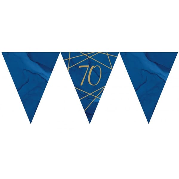 Creative Party Paper Stamp 70th Bunting Blue/Gold One Size
