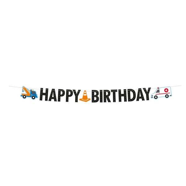 Amscan On The Road Letters Birthday Banner Black/White/Orange One Size