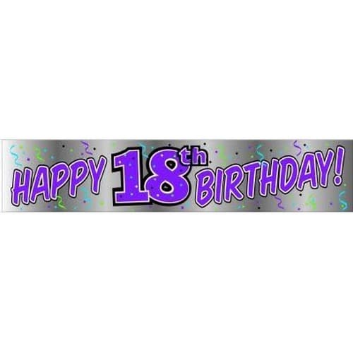 Spot on Gifts 18th Banner Purple/Grey One Size