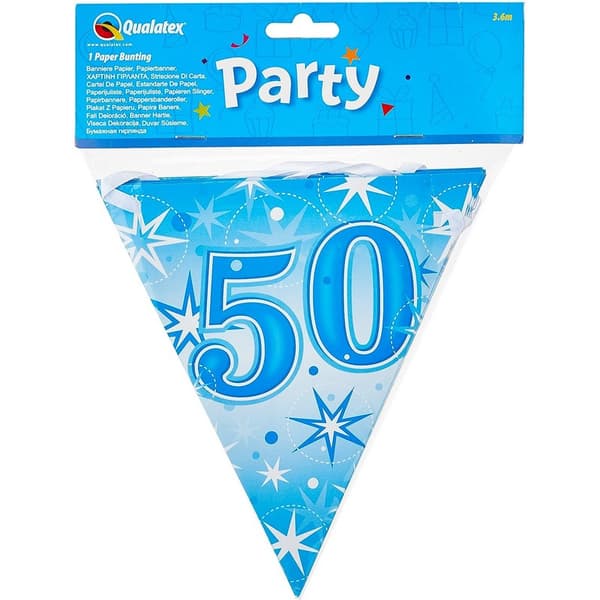 Qualatex Sparkle 50th Birthday Bunting Blue One Size