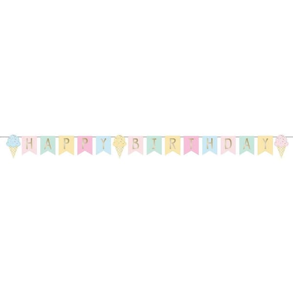 Creative Party Ice Cream Happy Birthday Banner Multicoloured One Size