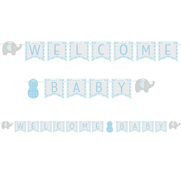 Creative Party Welcome Baby Peanut Banner Blue/Grey/White One Size