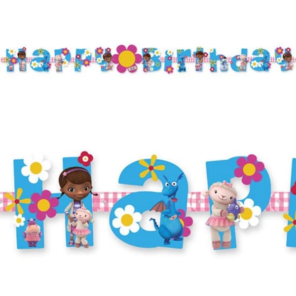 Doc McStuffins Add An Age Letter Happy Birthday Banner Blue/Multicoloured One Size