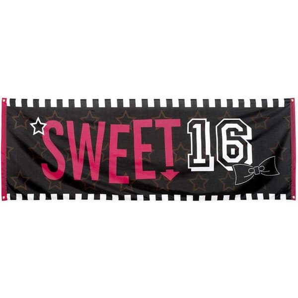 Boland Sweet Sixteen Banner Black/Pink/White One Size
