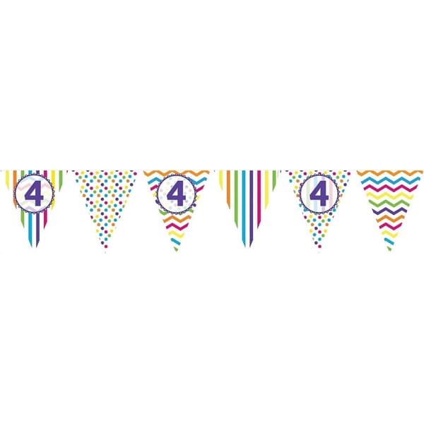 Creative Party Paper Patterned 4th Birthday Banner Multicoloured One Size