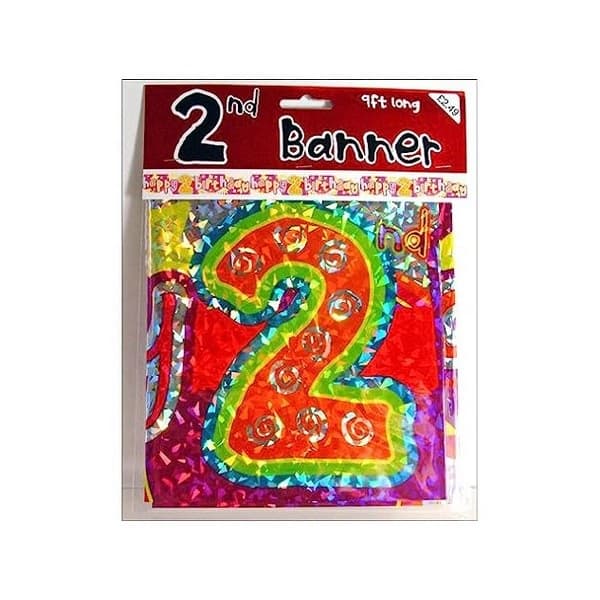 Contrast 2nd Birthday Banner Multicoloured One Size