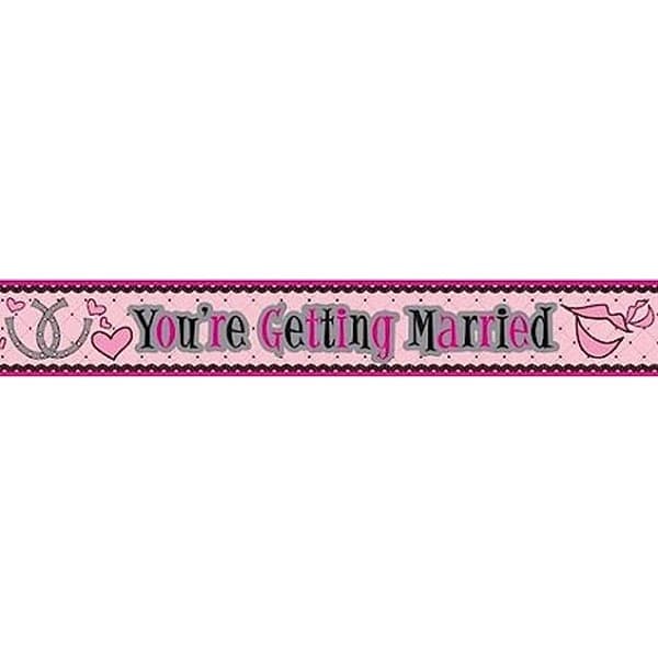 You´re Getting Married Text Banner Pink/Black One Size