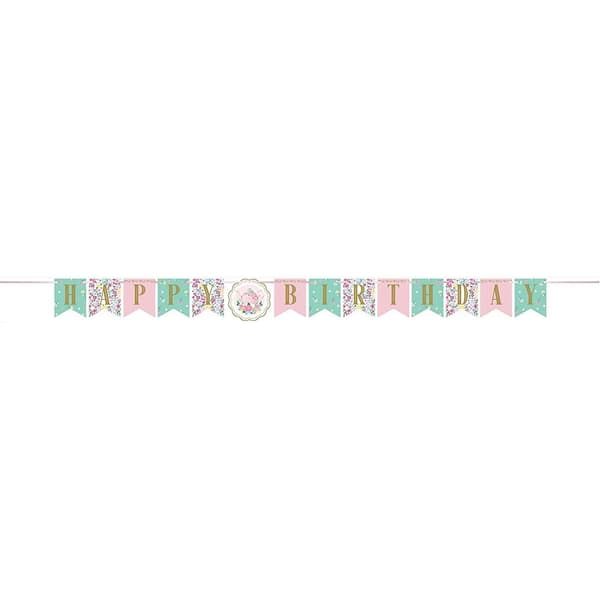 Creative Party Banderoll med blommor Happy Birthday Multicoloured One Size