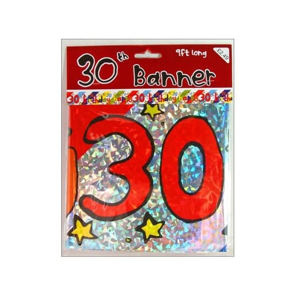 Contrast Striped 30th Birthday Banner Multicoloured One Size