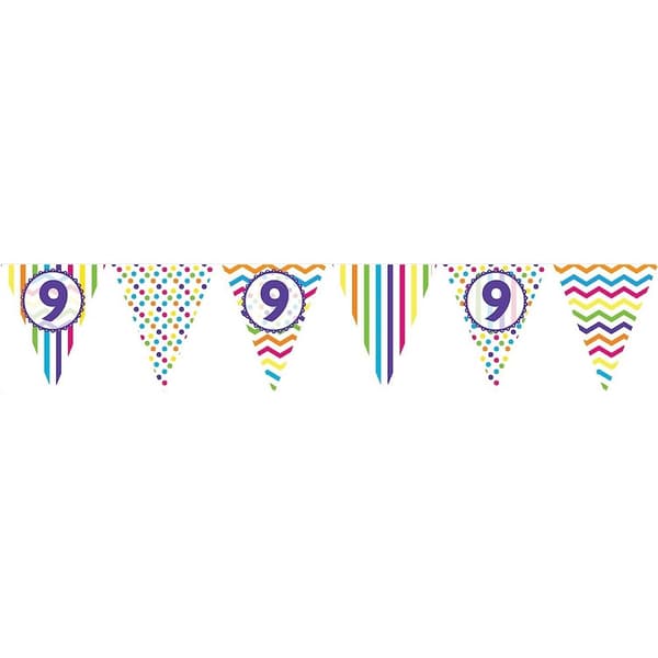 Creative Party Paper Pennant 9th Birthday Banner Multicoloured One Size