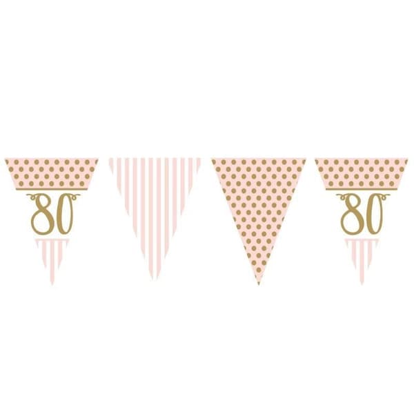 Creative Party Flag 80th Bunting Pink/Gold One Size