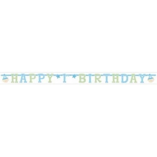 Amscan Illustrated Letter 1st Birthday Banner Blue/Green One Size