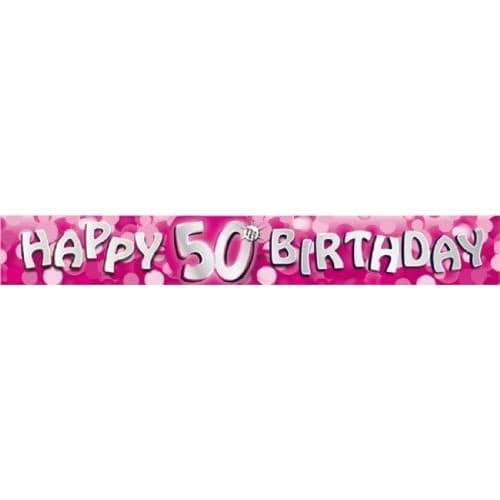 Amscan Sparkle 50th Birthday Banner Pink/Silver One Size