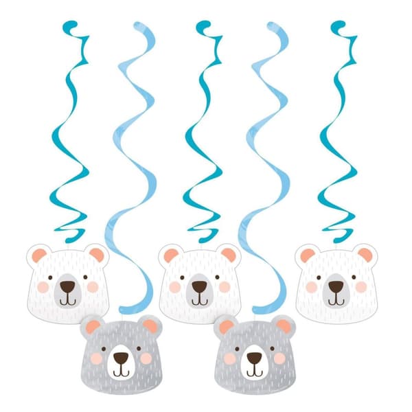 Creative Party Bear Birthday Hanging Decoration (Pack of 5) White/Grey/Blue One Size