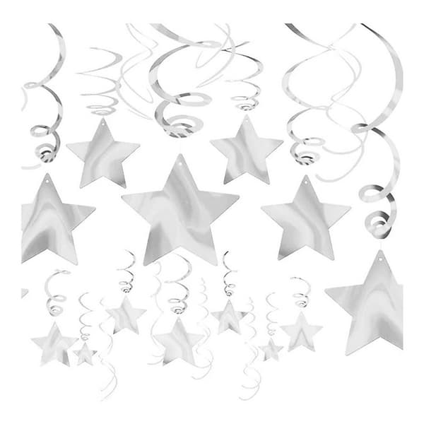 Amscan Hängande dekoration med stjärnfall (30-pack) Silver One Size