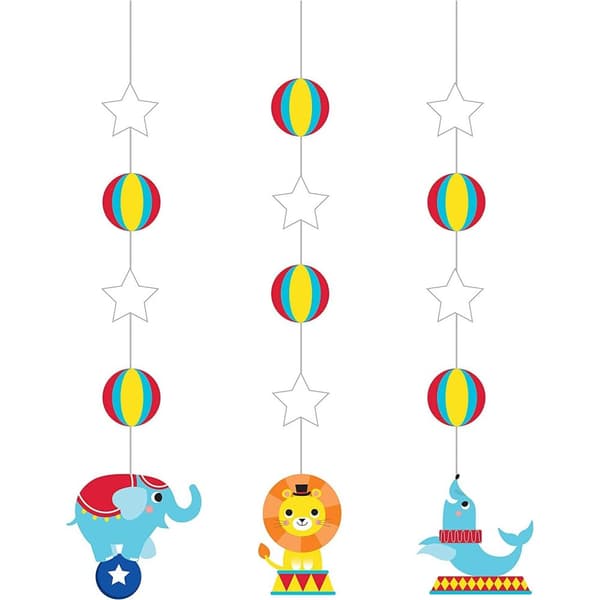 Creative Party Circus Animal Hanging Decoration (Pack of 3) Multicoloured One Size