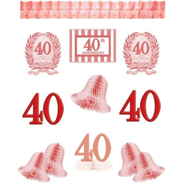 Amscan 40th Anniversary Decorating Kit Pink/Red One Size