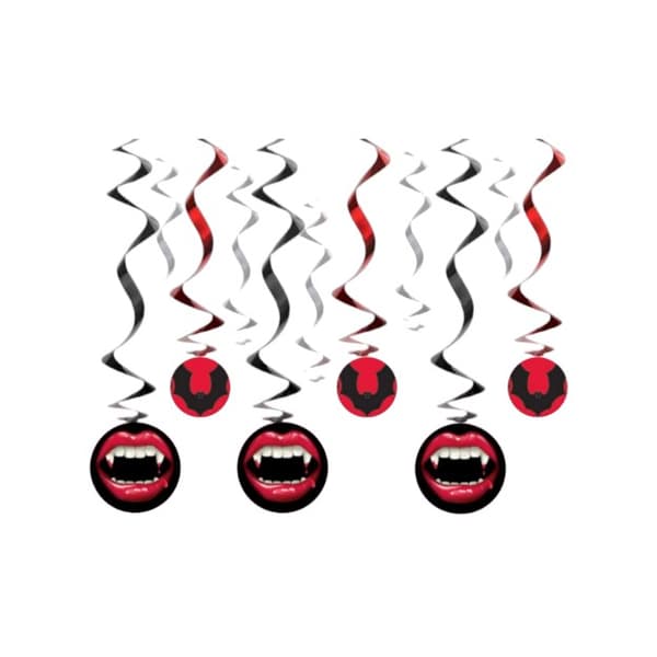 Amscan Gimlets Vampire Fangs Halloween Hanging Decoration (Pack of 12) Red/Black One Size