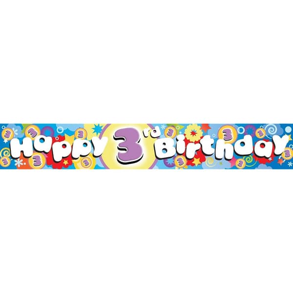 Amscan Foil Holographic 3rd Birthday Banner Multicoloured One Size