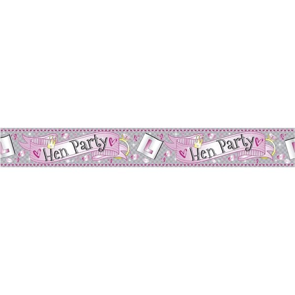 Eurowrap Holographic Hen Night Banner Grey/Pink One Size