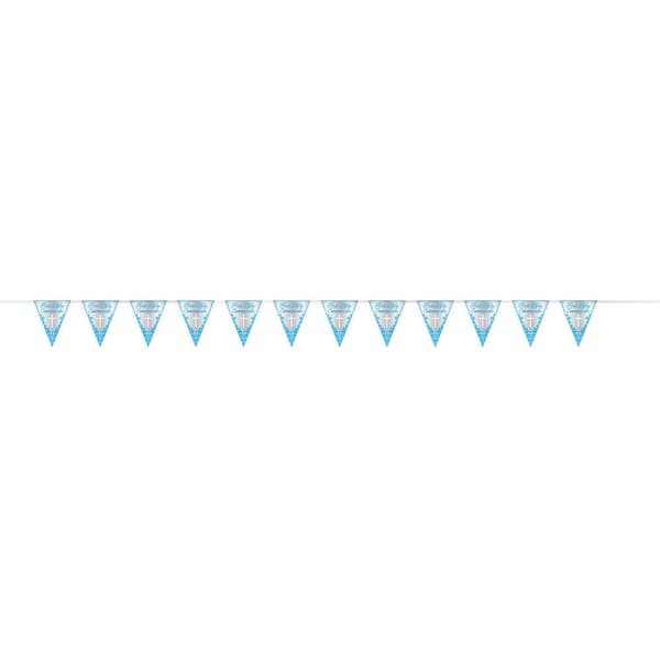 Unique Party Foil Communion Flag Banner Blue/Silver One Size