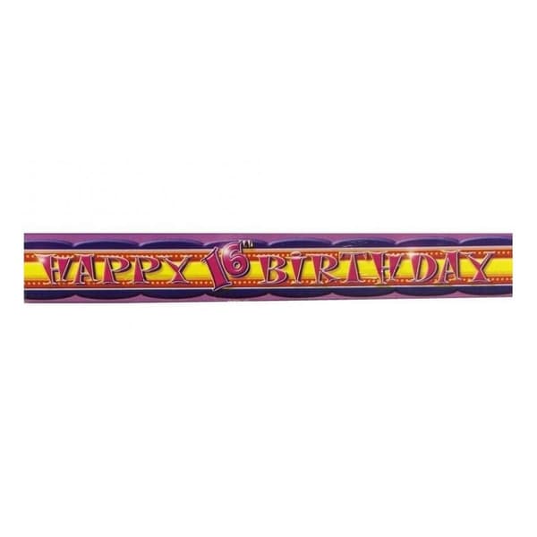 Unique Party Foil 16th Birthday Banner Red/Yellow/Purple One Size