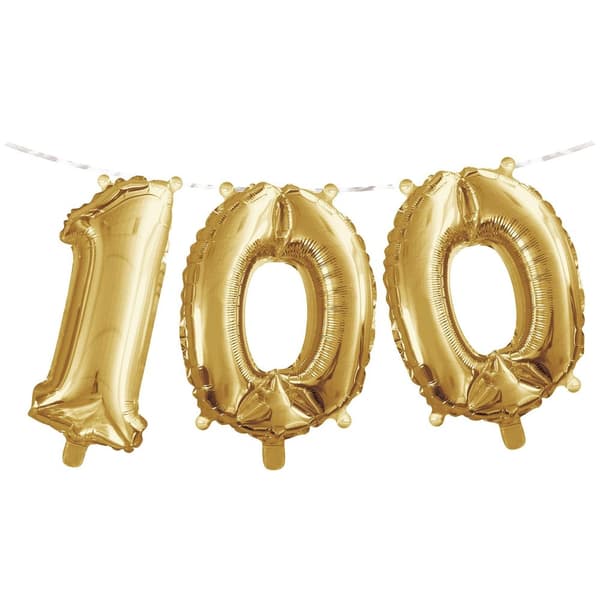 Creative Party Banner 100th Birthday Foil Balloon Gold One Size