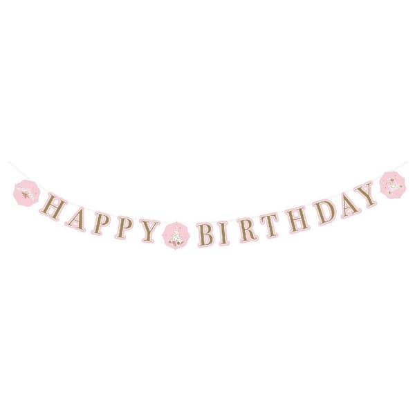 Amscan Princess For A Day Letter Happy Birthday Banner Gold/Pink/White One Size
