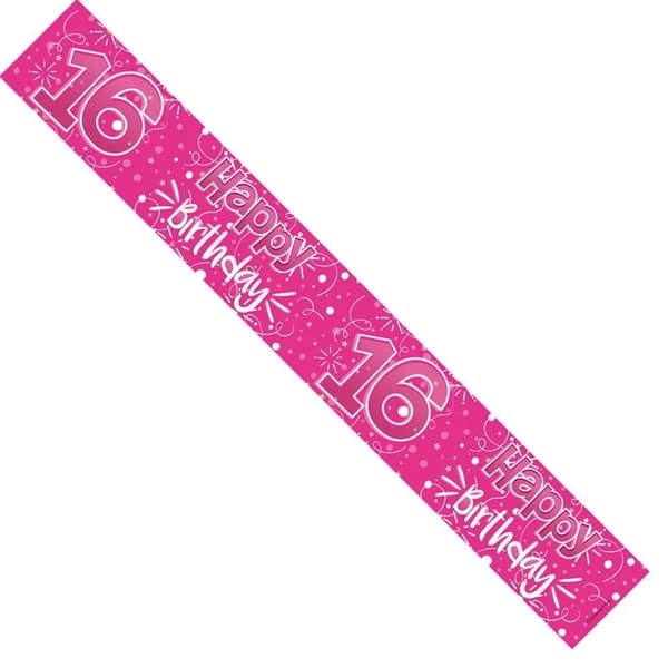 Apac 16th Birthday Banner Pink/Silver One Size