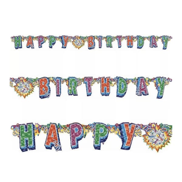Amscan Prismatic Happy Birthday Jointed Banner Multicoloured One Size
