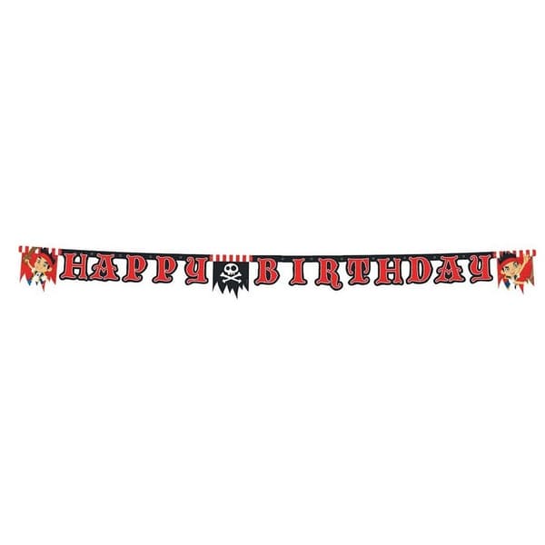 Jake And The Never Land Pirates Happy Birthday Banner Red/Black/White One Size