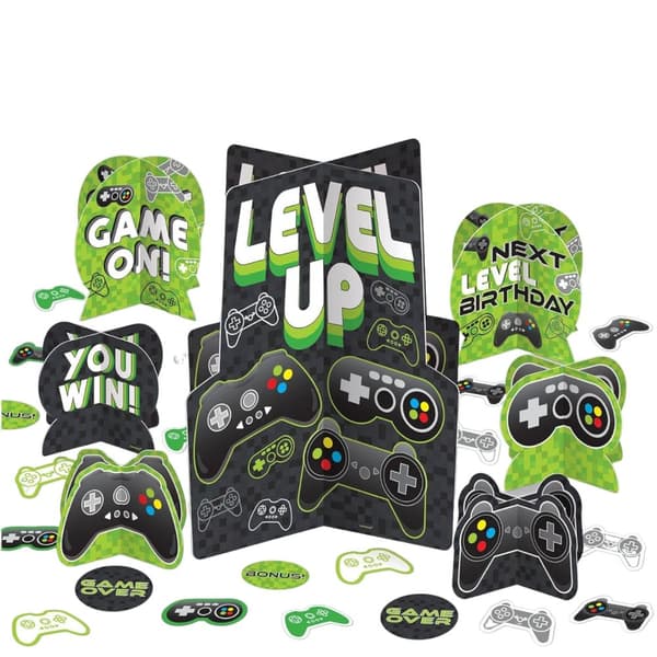 Amscan Level Up Gamers Party Centrepiece (Pack of 8) Green/Black/White One Size