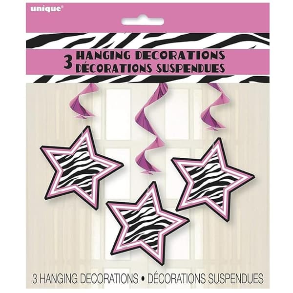 Unique Party Zebra Print Hanging Decoration (Pack of 3)