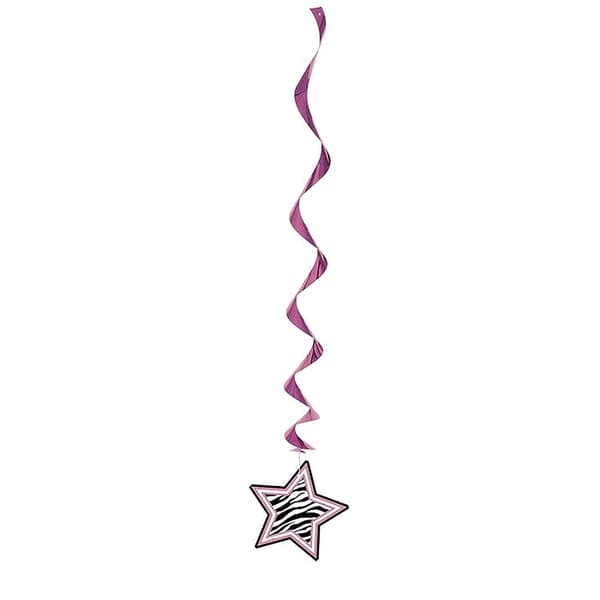 Unique Party Zebra Print Hanging Decoration (Pack of 3) Pink/Black/White One Size