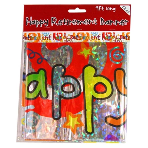 Happy Retirement Foil Banner Multicoloured One Size