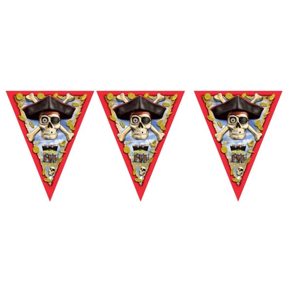 Unique Party Pirate Flag Banner Multicoloured One Size