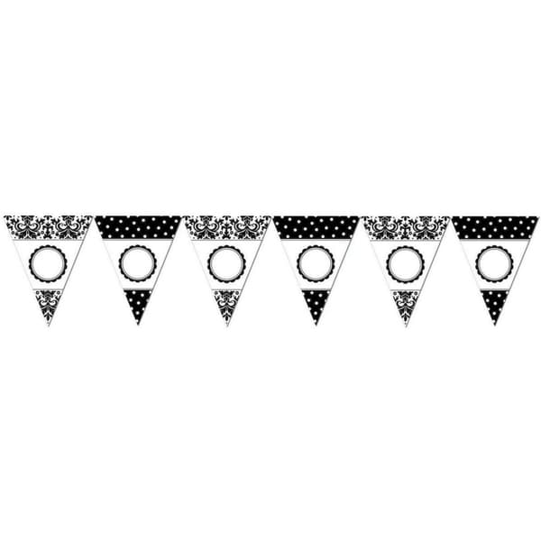 Amscan Damask Banner Black/White One Size