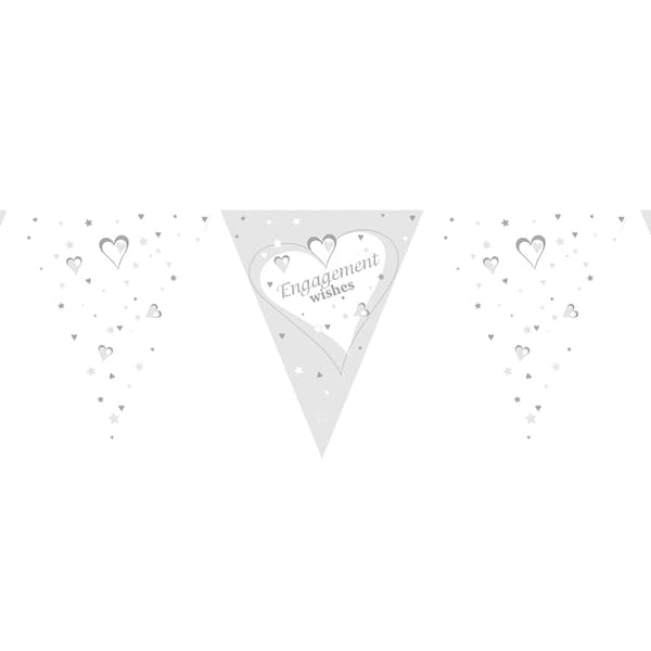 Creative Party Engagement Wishes Bunting Silver/White One Size