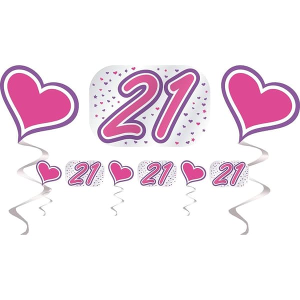 Party2u Foil 21st Birthday Garland Pink/White/Purple One Size