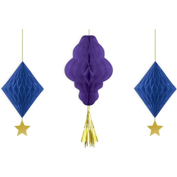 Amscan Hängande Eid-dekoration med bikakor (3-pack) Blue/Purple/Gold One Size