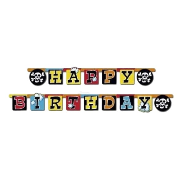 Pirate Happy Birthday Banner Multicoloured One Size