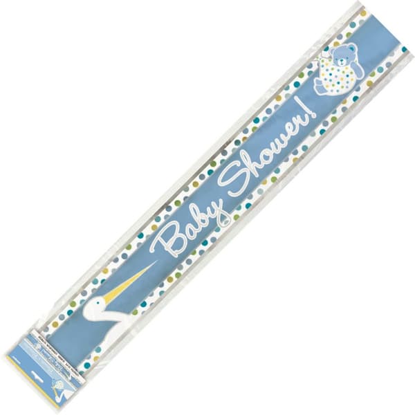 Unique Party Foil Baby Shower Banner Baby Blue/White One Size